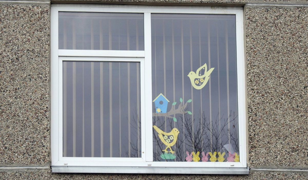 Home window with Easter paper cuttings