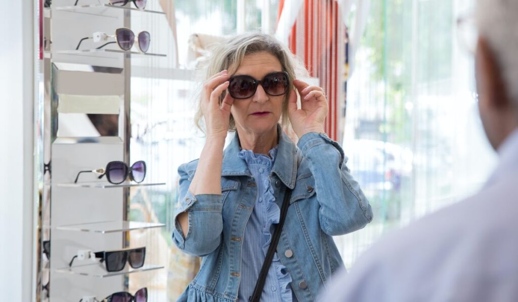 Woman Wearing Sunglasses in the Store